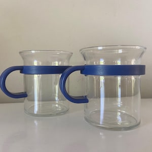 jufhamvintage- Postmodern Design - Set Of 2 Vintage Bodum Bistro Glass Mugs - Vintage Coffee & Tea Cups Set - Vintage Mugs Set- 80s