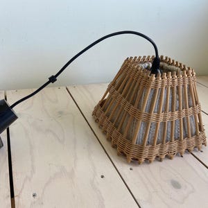 Jufhamvintage- vintage wicker pendant lamp- Scandinavian design 60s rattan hanging lamp