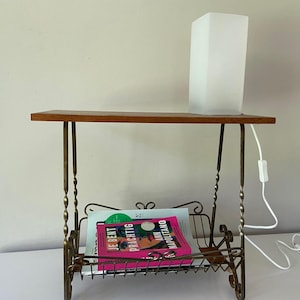 jufhamvintage- 1950s reading table- vintage newspaper rack- side table with magazine holder
