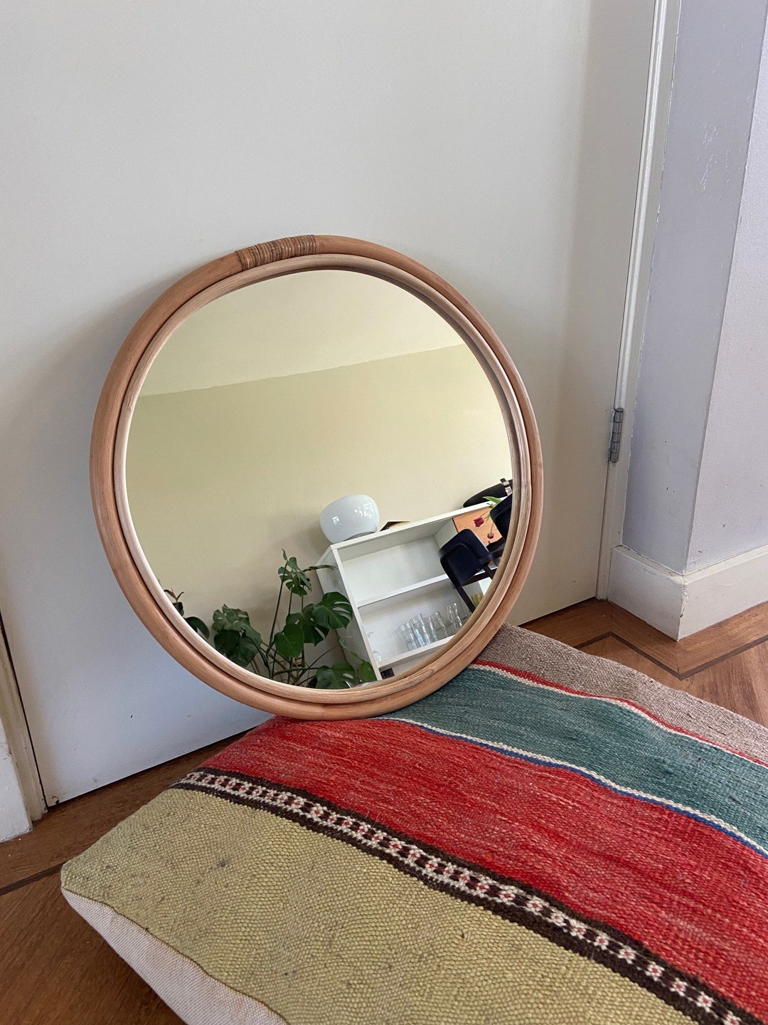 Jufhamvintage Trendy Rattan Boho Style Ikea Round Mirror HINDÅS Ikea Round Bamboo Mirror Etsy