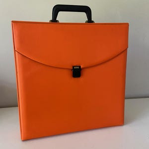 Vintage Orange Vinyl Record Case - Retro Suitcase Storage