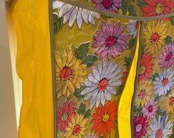 Jufhamvintage- Vintage flower power design cover for clothes - 60s garment bag- Vinyl Closet Organizer- NOS