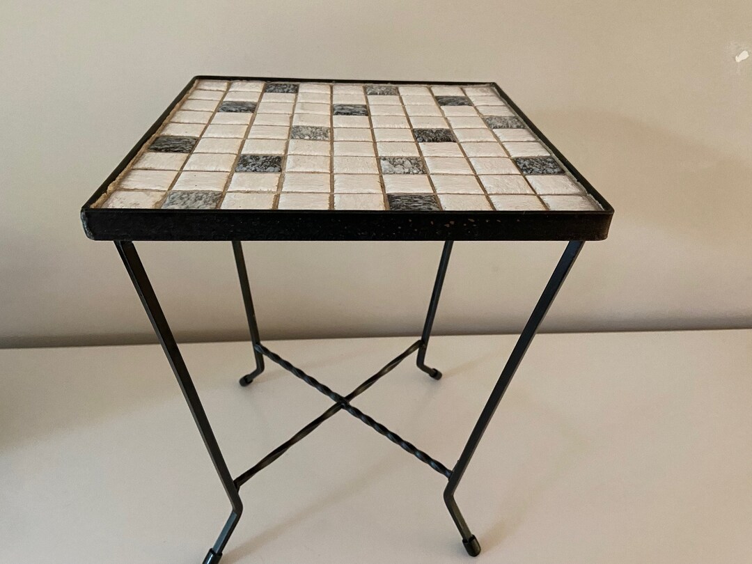 Jufhamvintage Vintage Mosaic Plant Table 60s Side Table or Coffee Table With Small Tiles Etsy