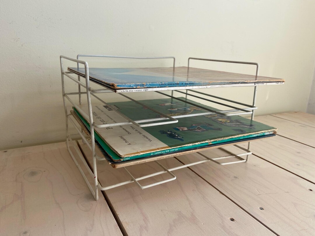 60s Tomado White Vinyl Record Rack: Vintage Metal LP Storage - Etsy