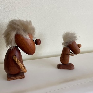 jufhamvintage- 2 figurines Hans Bolling en bois de teck, design danois du milieu du siècle des années 1960- Torben Orskov Danemark