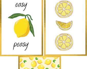 Lemon Wall Art Decor Nursery Baby Laundry Room All Decor 3 Piece Set