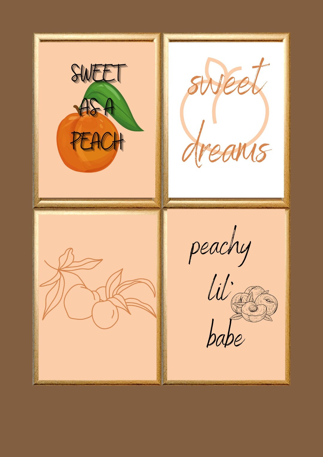 4 Piece Peach Nursery Decor Baby Girl Wall Art Etsy