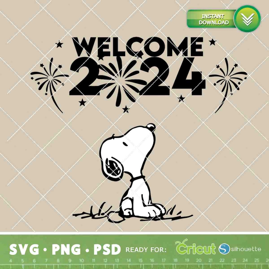 Willkommen 2024 svg, Snoopyy Frohes neues Jahr, Frohes neues Jahr svg