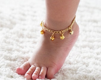 Gold Silver Bell Chain Anklet-Kids Jingle Chain Anklet-Anklet for Cambodian Toddler Anklet-Baby Anklet-Toddler Jewelry-Baby Jewelry