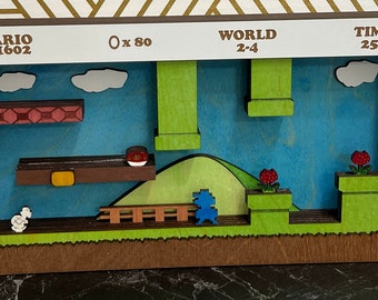 Super Mario Layered Wood | 3D video game art | Nintendo vintage game decor | gamer gift