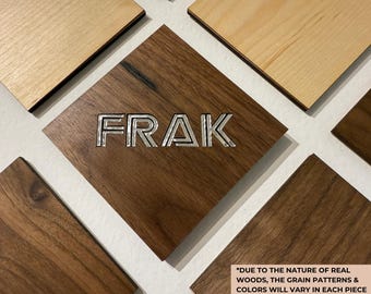 Azulejos de pared con superposición magnética / Arte de pared modular de madera personalizable / Arce y nogal / Decoración de ciencia ficción para nerds y geeks / BSG Frak Battlestar Galactica