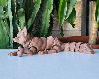 Handcrafted 3D Printed Articulated Flexi Fox Fidget Toy - Unique Fox Figurine for Stress Relief 3D Printed Therian Animal Sculpture