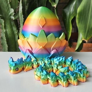 Articulated 3D Printed Dragon with Gemstone Egg: Flexi Fidget Toy