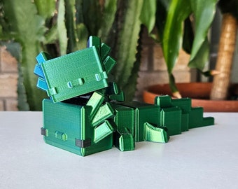 Unique 8-bit Axolotl Gift Articulating and Flexible 3D Printed Fidget