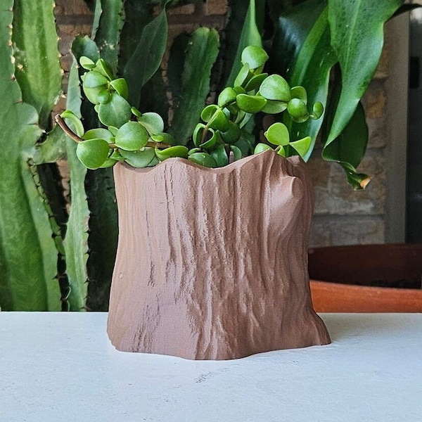 Unique Tree Trunk Planter 3D Printed Artificial Driftwood Tree Stump Decorative Decor Flower Pot