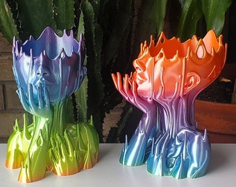 Goddess Head Planter for Eclectic Home Decor / Melted Woman Medusa Face Flower Pot 3D Printed Plant Pot Unique Furniture Gift