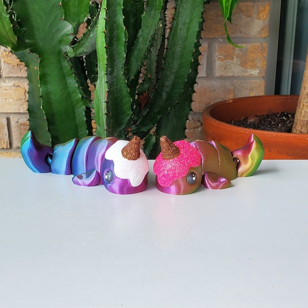 Cute Narwhal Magical Ice Cream Rainbow Narwhal / 3D Printed Narwhal Whale Fidget Toy / Kawaii Cute Sea Creature / Narwhal Birthday Toy