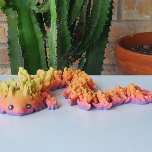 BIG Axolotl Dragon / 3D Printed Articulated Axolotl Dragon Long Flexi Fidget Toy / Cute Axolotl Dragon Figurine / Animal Lover Gift