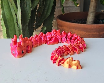 3D Printed  Dragon Articulated Flexi Fidget Figurine Cute Unique Kaida Dragon 3D Print Sensory Dragon Toy Desk Stress Toy Dragon Decoration