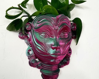 Wall Head Planter Beautiful Woman Face Indoor Planter Unique Wall Mounted Planter Hanging Goddess Wall Flower Pot With Drainage