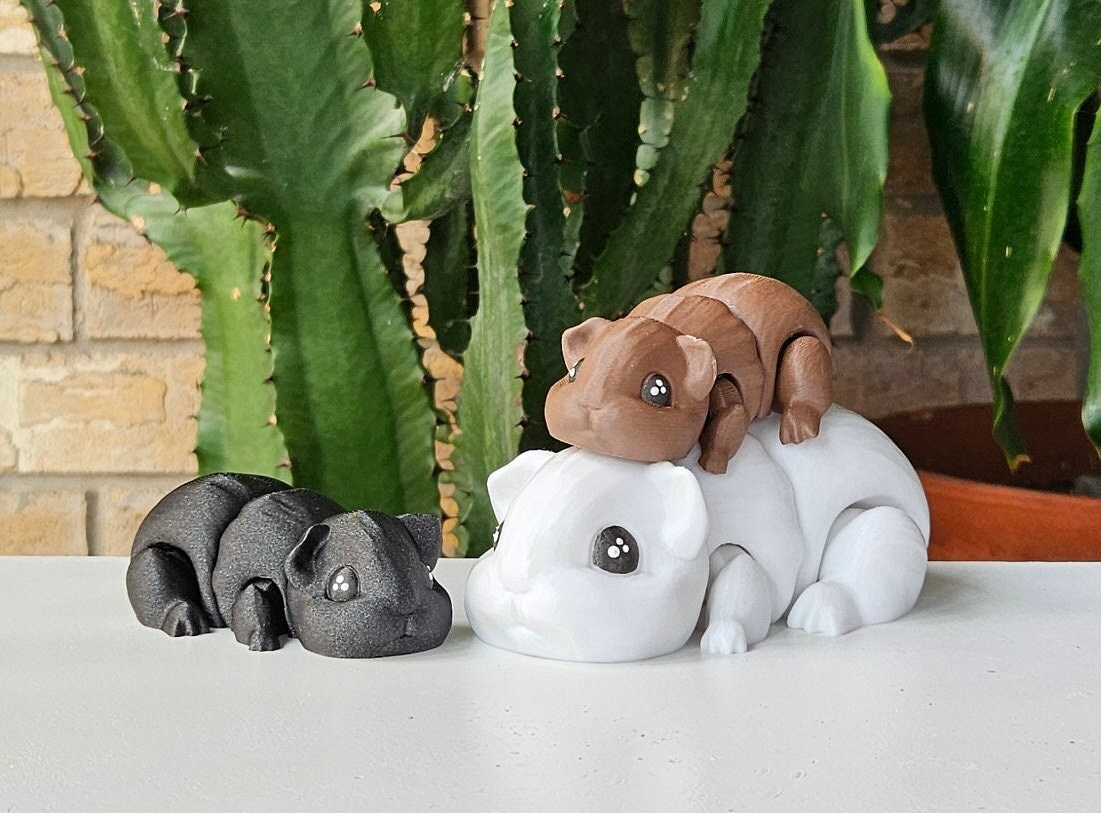 Lindo juguete de conejillo de indias articulado impreso en 3D, juguete sensorial flexible para mascotas, regalo de impresión 3D hecho a medida