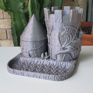 Office Desk Organizer / Castle and Dragon Desktop Organizer / Desk Storage Box / Personalized 3D Printed Versatile Desktop Organizer