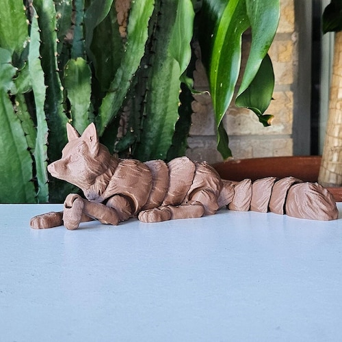 Handcrafted 3D Printed Articulated Flexi Fox Fidget Toy - Unique Fox Figurine for Stress Relief 3D Printed Therian Animal Sculpture