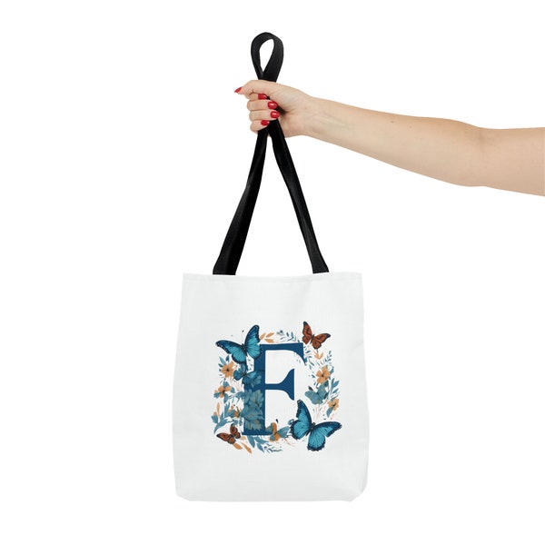 Letter Tote Bag | Shopping Bag | Jute Bag | Initial Letters | Butterfly Lover | Art Bag | Cute Totebag I Letter