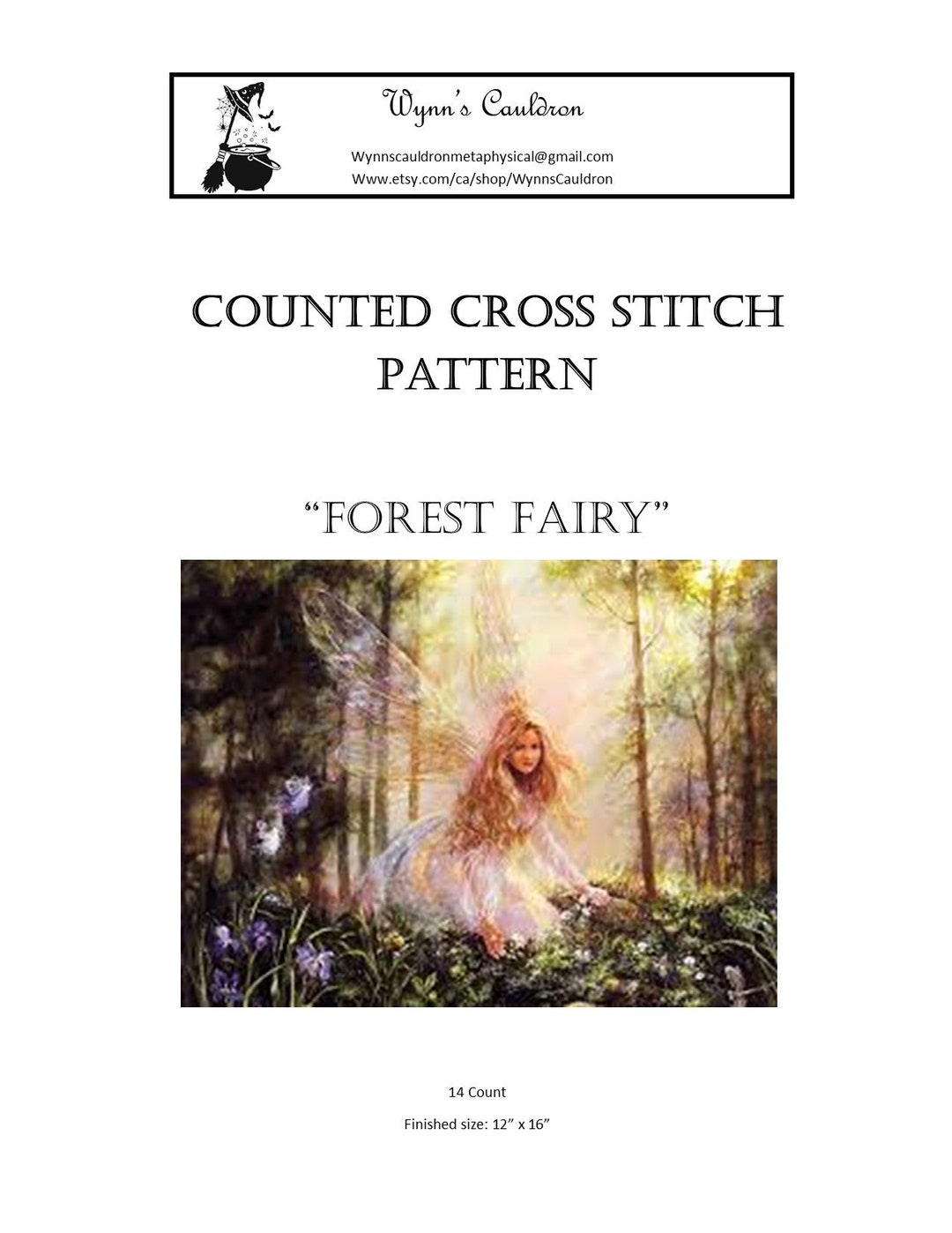 Forest Fairy Counted Cross Stitch Pattern, Digital Download - Etsy