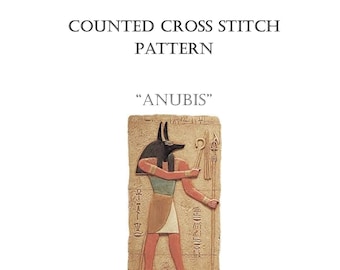 Patrón de punto de cruz contado del dios egipcio Anubis, Descargar PDF