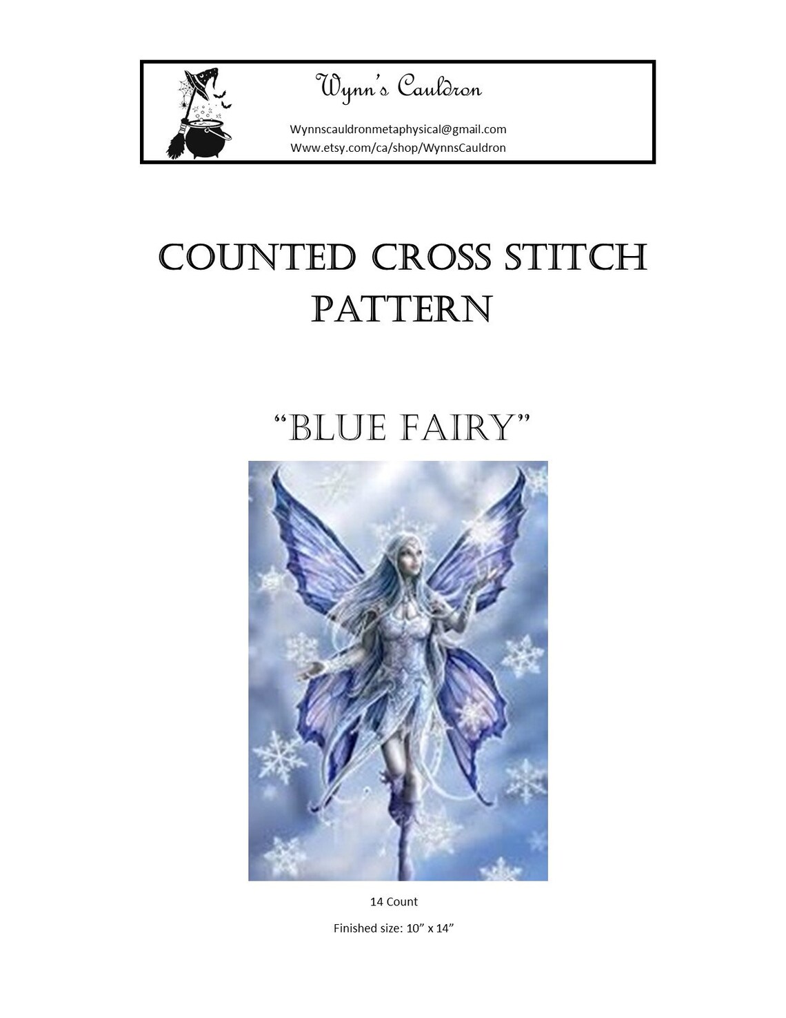 Blue Fairy Counted Cross Stitch Pattern PDF Digital Download Etsy