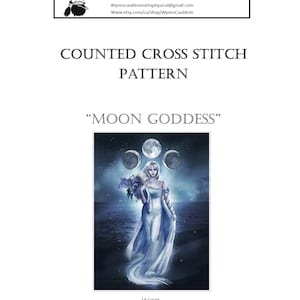 Moon Goddess Counted Cross Stitch Pattern, PDF Digital Download