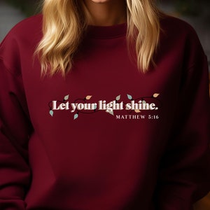 Let Your Light Shine Christmas String Lights Unisex Sweater | Matthew 5:16 | Christmas sweatshirt | Be the Light | Holiday Party Outfit