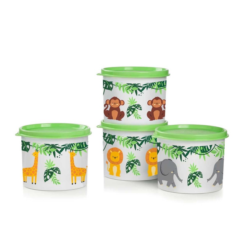 Tupperware Jungle Animals Mini Canister Set of 4 2cup/500 Ml Etsy