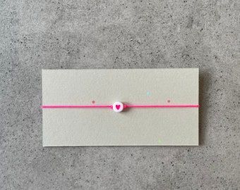 Fine nylon bracelet heart neon pink // friendship bracelet // love to-go