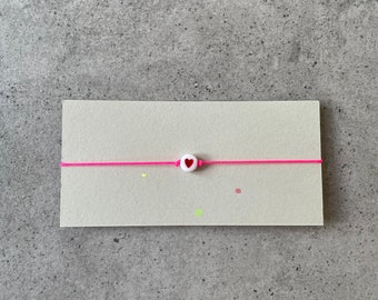 Fine nylon bracelet heart neon pink // friendship bracelet // love to-go