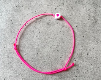 Fine nylon bracelet heart neon // friendship bracelet // Love