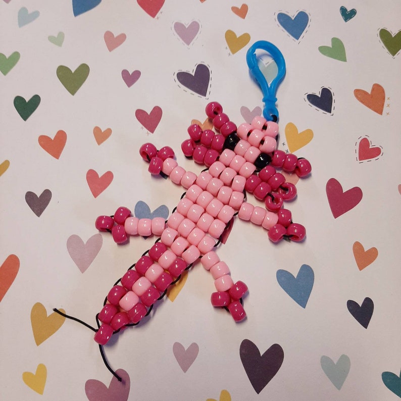 Pony Bead Axolotl Keychain Etsy