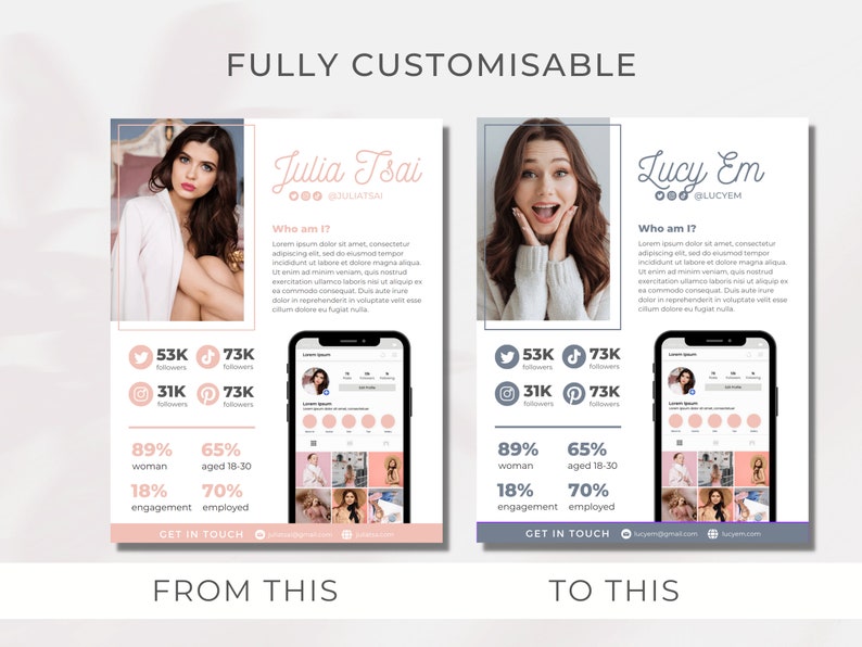 1 Page Media Kit Canva Template, Instagram Media Kit, Influencer Rate ...