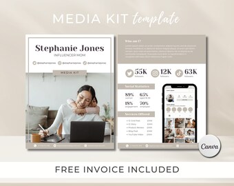 2 Page Media Kit Canva Template, Instagram Media Kit, Influencer Rate Sheet Template, Blogger Press Kit, Facebook Tiktok Instagram Template