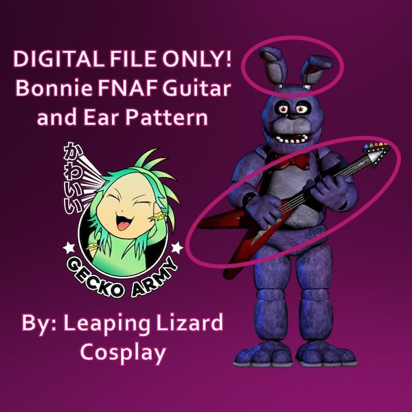 Bonnie FNAF Guitar & Ear Pattern *DIGITAL FILE Only* Blueprint and Assembly instructions.