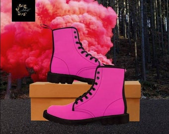 Pink Combat Boots - Etsy
