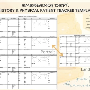 Patient Tracker for Medicine / EM - History and Physical/SOAP Note for Medical/NP/pa students - Digital Download & Printable