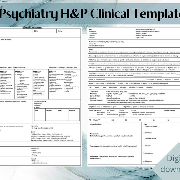 Psychiatry Template Downloads Etsy