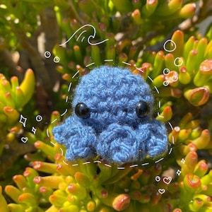 MINI PULPO de peluche tejido a crochet, pequeño y lindo, pulpo de crochet amigurumi, criatura animal del mar, colores disponibles