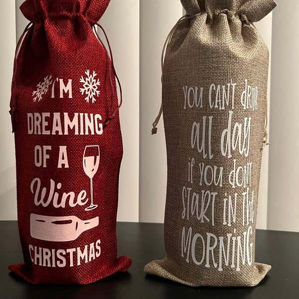 Burlap Wine Bag Etsy