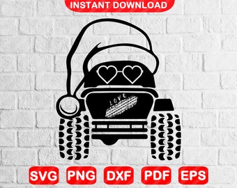 Navidad Off-Road Svg / 4x4 Santa Claus Svg / Archivos SVG para Cricut / Descarga instantánea Svg,Eps,Dxf,Png,Pdf