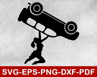 Off-Road Girl Svg / Girl Holding Car Svg / Car Decal Svg / Svg Files for Cricut / Instant Download Svg,Png,Pdf,Eps,Dxf