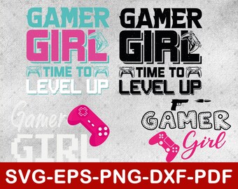 Gamer Girl Svg Bundle | Gaming Svg Files for Cricut | Instant Download Svg,Eps,Dxf,Png,Pdf