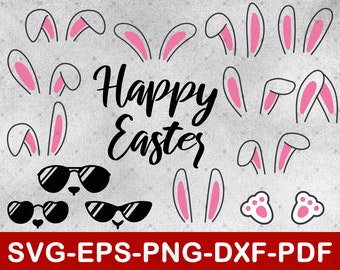 Bunny Ears Svg Bundle / Easter Svg Files para Cricut / Descarga instantánea Svg,Png,Dxf,Eps,Pdf